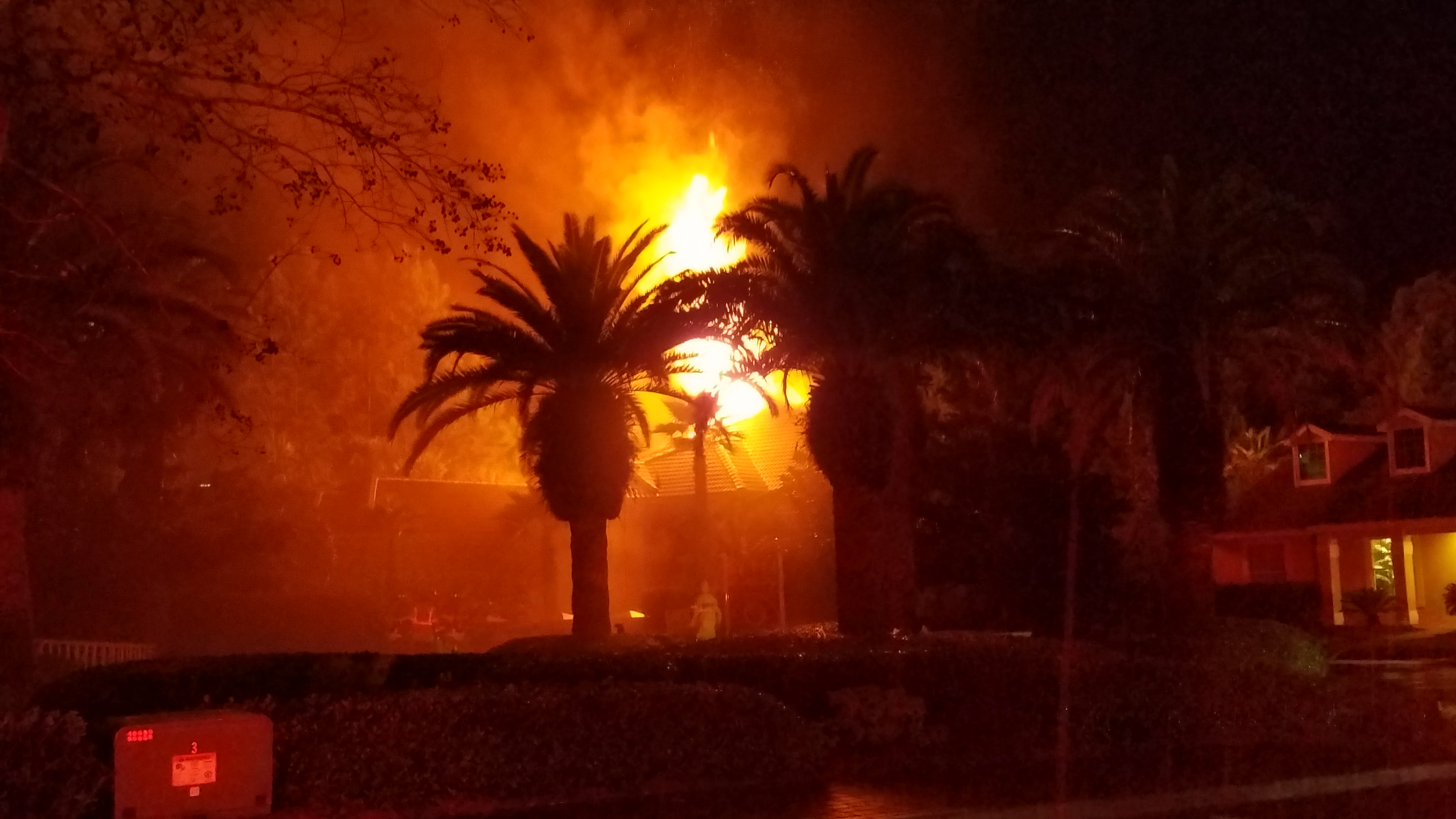 Structure fire at night